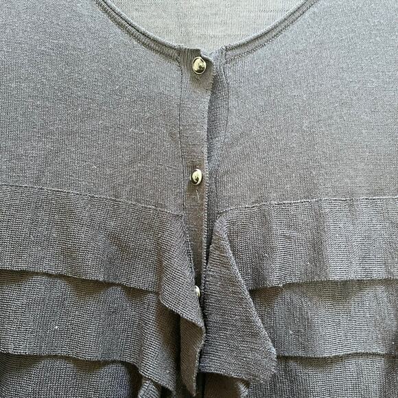 Ann Taylor Black Ruffle Front Cardigan - Size Large - Picture 3 of 10